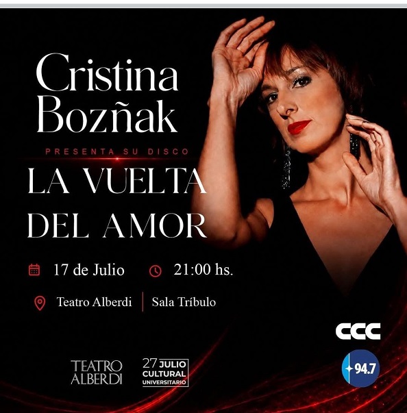 Cristina Bozñak lleva su disco «La vuelta del amor» al Teatro Alberdi en el Julio Cultural 2026