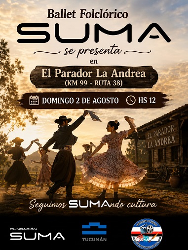 Este domingo se presenta el Ballet Folclórico de SUMA en El Parador La Andrea